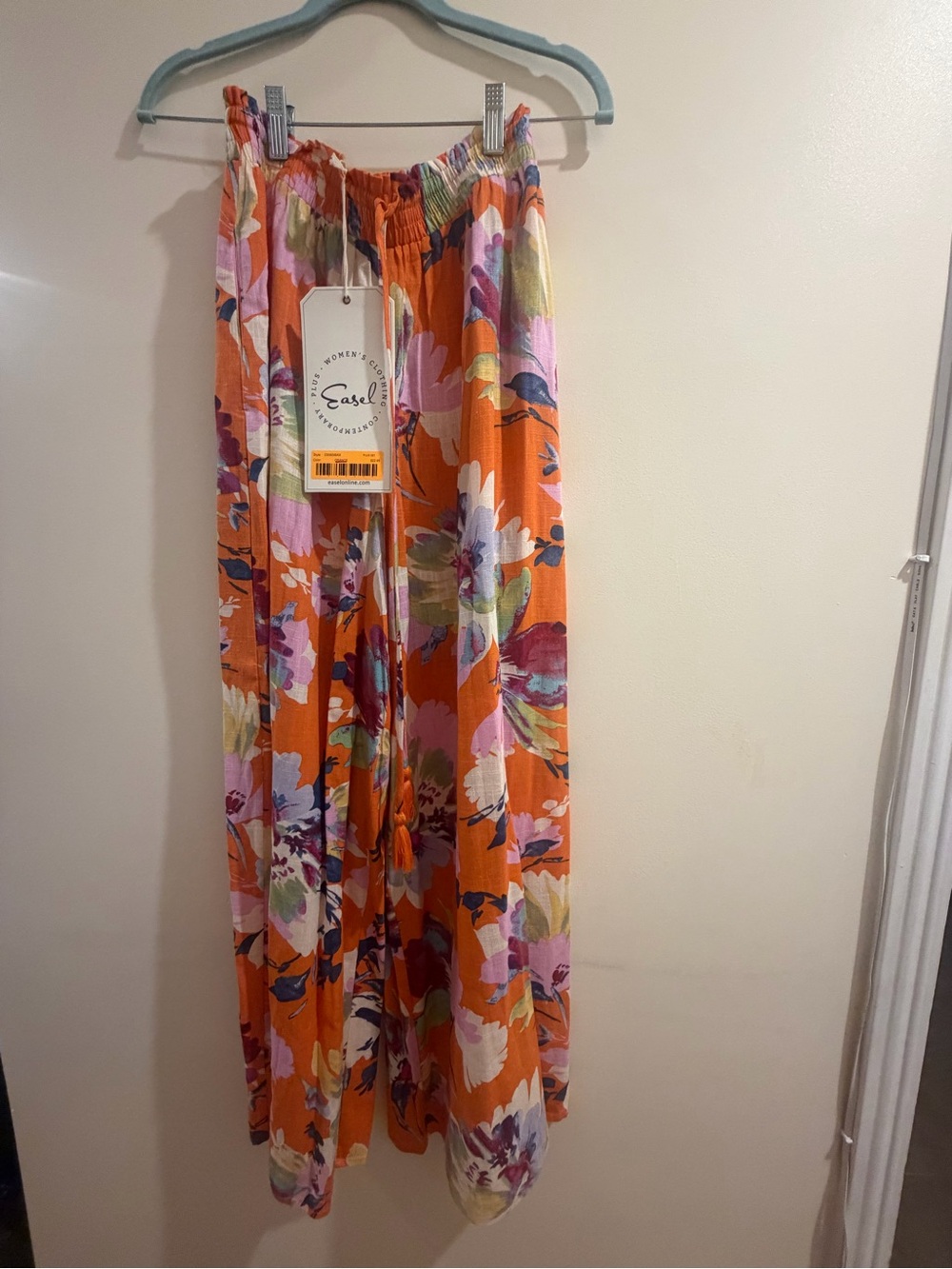 easel Orange Floral Wide-Leg Jumpsuit Pants - Picture 2 of 6